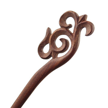 CrystalMood Handmade Carved Floral Rosewood Hair Stick